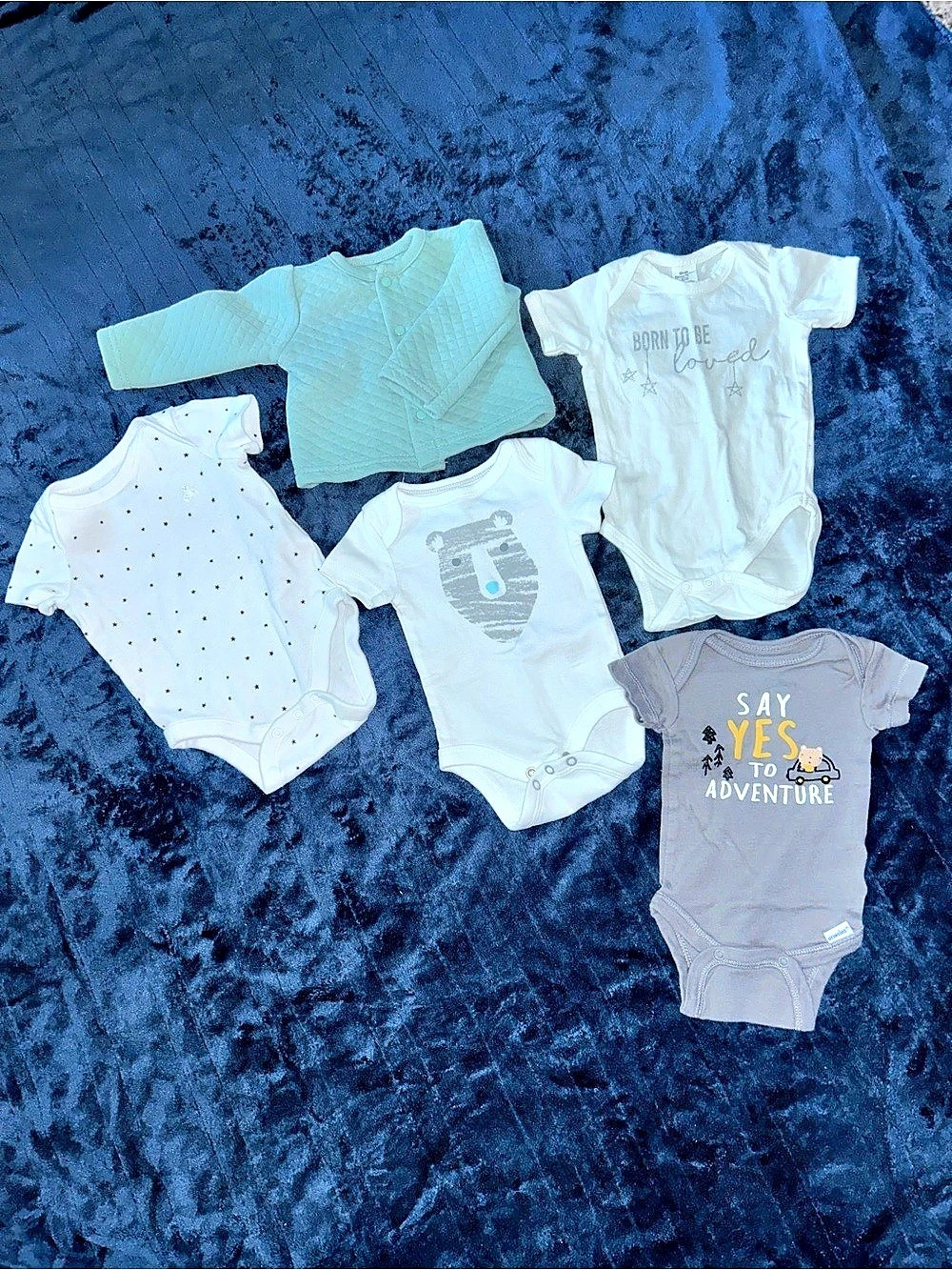 Baby Bodysuit & Cardigan Set in White & Green